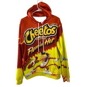 Cheetos Flamin Hot Hoodie Mens Large Chester Cheetah Graphic Pullover